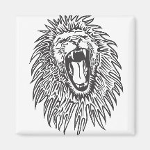 negro-blanco-león-vector imán para frigorífico