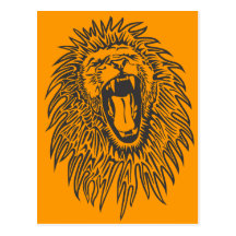 negro-blanco-león-vector postal