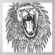 negro-blanco-león-vector posters