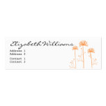 Negro, blanco y naranja florales tarjetas de visita