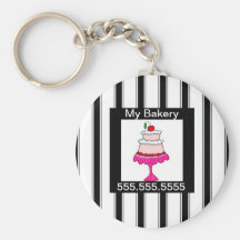 Negro, blanco y rosado, panadería llavero personalizado