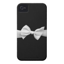 Negro con la cinta blanca iPhone 4 Case-Mate protector
