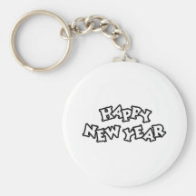 Negro de la Feliz Año Nuevo Llaveros