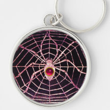 Negro de rubíes fucsia rosado de la ARAÑA Y del WE Llaveros Personalizados