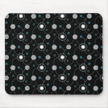 Negro de Sakura y remolinos azules tiffany de las  Tapete De Ratones
