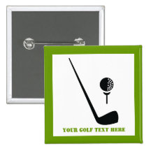 Negro del club de golf y de la bola, personalizado pins