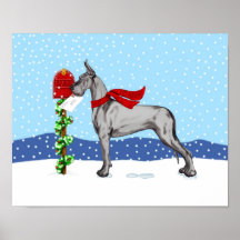 Negro del correo del navidad de great dane poster