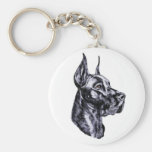 Negro del estudio de la cabeza de great dane llavero