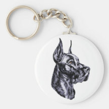Negro del estudio de la cabeza de great dane llavero