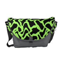 Negro del modelo y verde de cal gráficos abstracto bolsa de mensajería