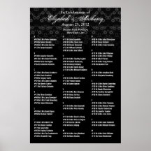 Negro del poster de la carta del asiento del boda 