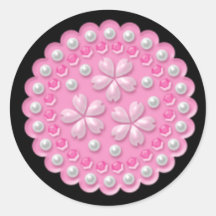 Negro del rosa del pegatina de la perla de Sakura