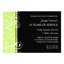 Negro del verde de las invitaciones de la fiesta d anuncios personalizados