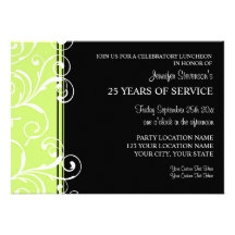 Negro del verde de las invitaciones del almuerzo d comunicados personalizados