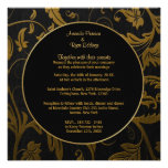 Negro e invitación del boda del damasco del oro - 