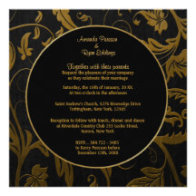 Negro e invitación del boda del damasco del oro - 