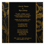 Negro e invitación del boda del damasco del oro - 