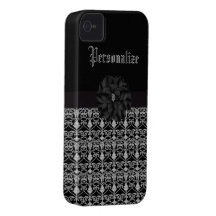 Negro elegante y iPhone afiligranado de plata 4 de iPhone 4 Coberturas