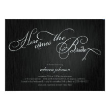 Negro elegante y plata metalizada - ducha nupcial comunicado personalizado