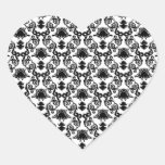 Negro en el modelo blanco del damasco del tulipán colcomanias corazon