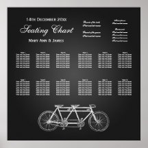 Negro en tándem de la bici de la carta del asiento poster