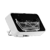 Negro esquelético y blanco de la radiografía de la mini altavoz
