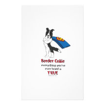 Negro estupendo del border collie papelería personalizada