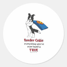 Negro estupendo del border collie etiquetas redondas