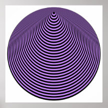Negro excesivo violeta de los círculos concéntrico poster