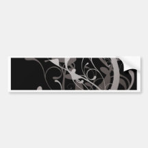 negro floral abstracto pegatina de parachoque