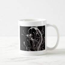 negro floral abstracto tazas