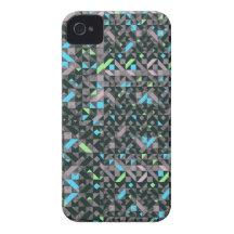 Negro geométrico/gris/azul Case-Mate iPhone 4 cárcasas