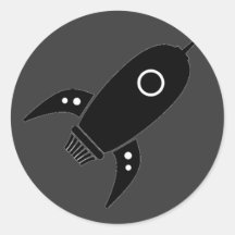 Negro gordo de la nave de Rocket retro Pegatinas Redondas