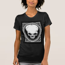 Negro gótico de los cráneos esqueléticos del ~ del camiseta