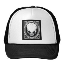 Negro gótico de los cráneos esqueléticos del ~ del gorros bordados