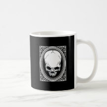 Negro gótico de los cráneos esqueléticos del ~ del tazas de café