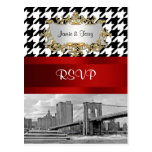 Negro Houndstooth blanco RSVP 1 del puente de Broo Tarjeta Postal