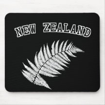 Negro Mousepad del helecho de plata de Nueva Zelan Tapete De Ratón