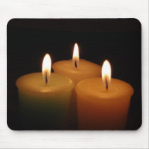 Negro oscuro Mousepad de tres llamas de vela Alfombrillas De Raton