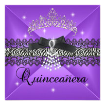 Negro púrpura de la fiesta de cumpleaños de Quince Invitaciones Personales