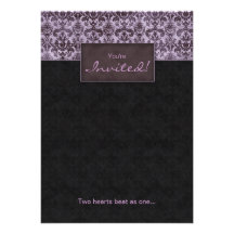 Negro púrpura del damasco elegante del boda invitaciones personales 