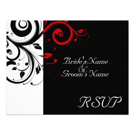 Negro +Remolino rojo blanco que se casa haciendo j Invitación