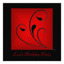 Negro rojo de la fiesta de cumpleaños atractivo invitaciones personales 