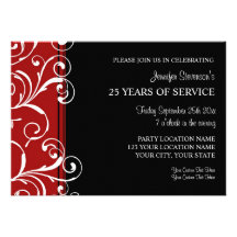 Negro rojo de las invitaciones de la fiesta de ani invitacion personal 