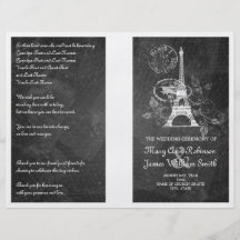 Negro romántico de París del programa del boda Tarjetón