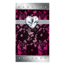 Negro rosado floral del cordón de la tarjeta de vi tarjetas de negocio
