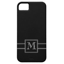 Negro sólido con el monograma iPhone 5 Case-Mate carcasas