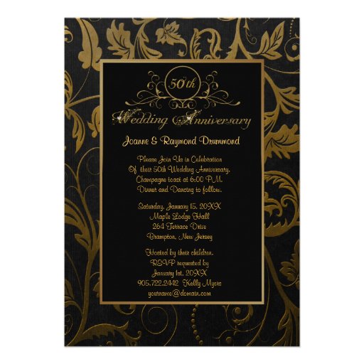 Negro y aniversario de boda del damasco 50.o del o anuncios  
