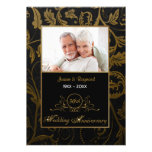 Negro y aniversario de boda del damasco 50.o del o comunicado personalizado