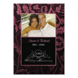 Negro y aniversario de boda del damasco de la fram comunicado personalizado